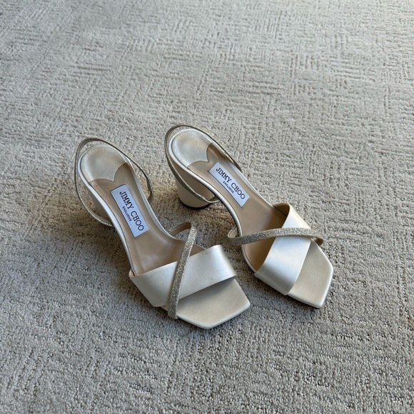 Jimmy Choo Bridal Plum Satin & Glitter Heels - Picture 2 of 11